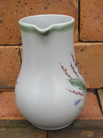 vintage Buchan thistle pattern Scottish stoneware, big pottery pitcher
