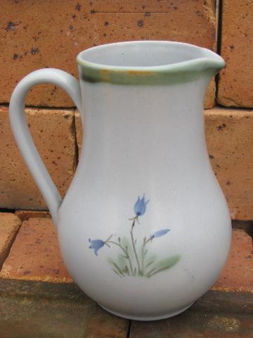 vintage Buchan thistle pattern Scottish stoneware, big pottery pitcher