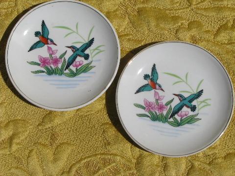 vintage Chinese floral porcelain, china side plates for dim sum etc.