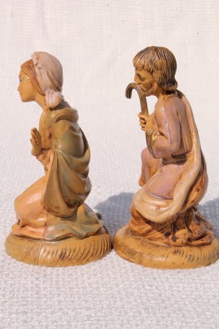 vintage Christmas Nativity scene Holy Family, carved wood look plastic made in Italy