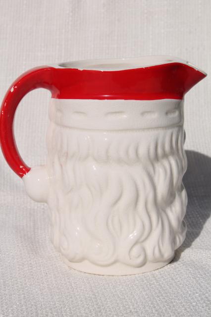 vintage Christmas ceramic Santa face mini mugs & large head vase pitcher Santa Claus