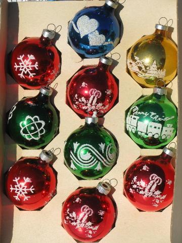 vintage Christmas ornaments, lot mercury glass balls, Shiny Brite etc