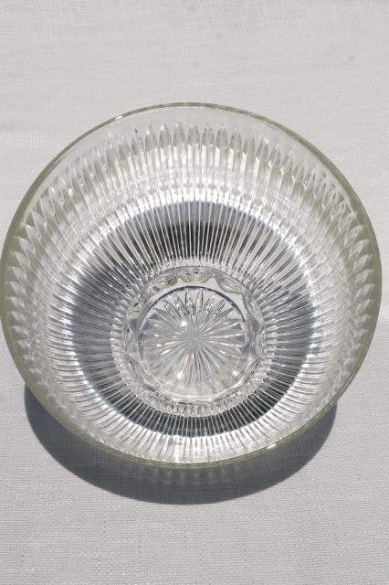 vintage Colony Starlight prismatic ribbed glass punch bowl set w/ hooked handle cups & ladle