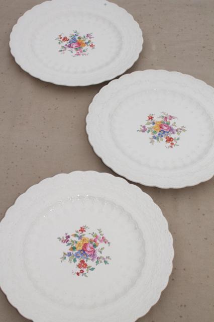 vintage Copeland Spode china plates, Ann Hathaway floral, embossed Spode's Jewel creamware