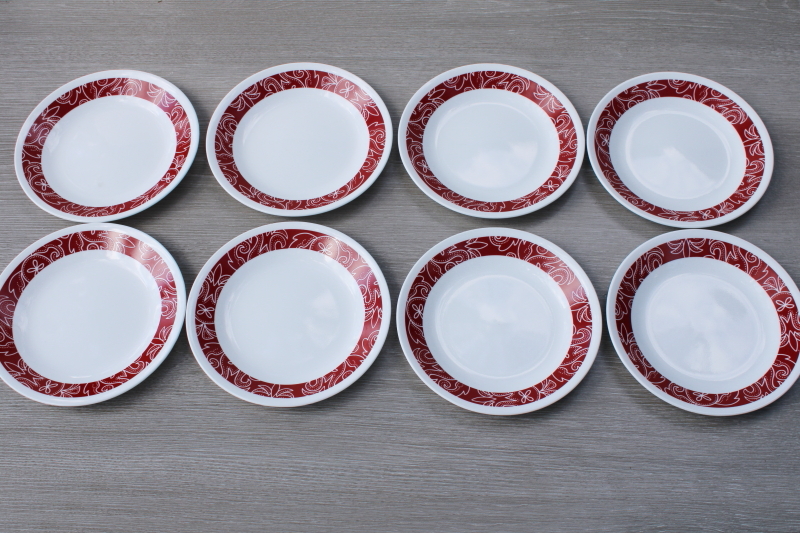 vintage Corelle red  white bandana print bandhani pattern plates set of 8