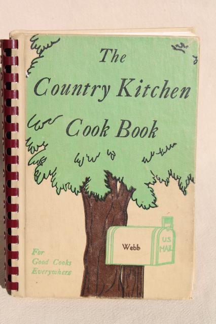 vintage Country Kitchen Cook Book w/ easel stand, depression era recipes 1940s edition