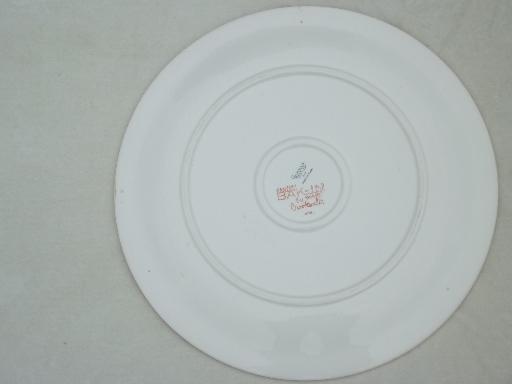 vintage Crooksville china petit-point cottage print cake plate or platter