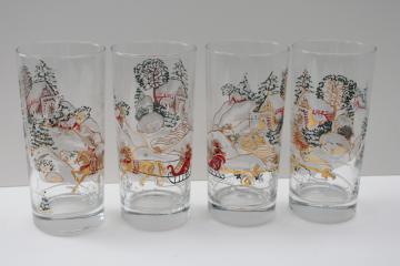 vintage Culver sleigh ride Christmas holiday drinking glasses highball tumblers
