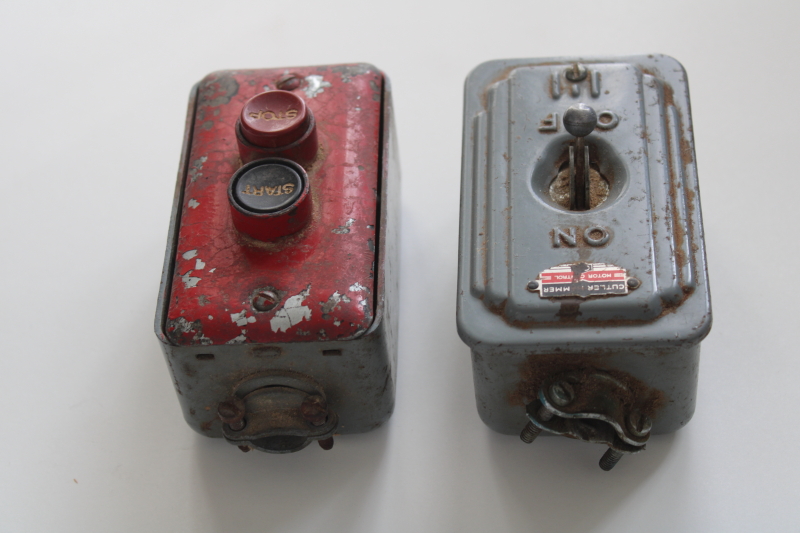 vintage Cutler Hammer start stop push button  toggle switch, industrial electrical switches