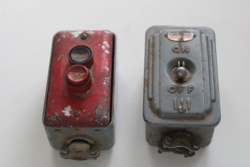 vintage Cutler Hammer start stop push button  toggle switch, industrial electrical switches