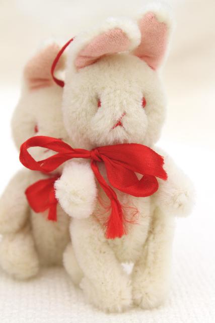 vintage Dakin mini animals, wool mohair plush Easter lambs & jointed bunnies toys