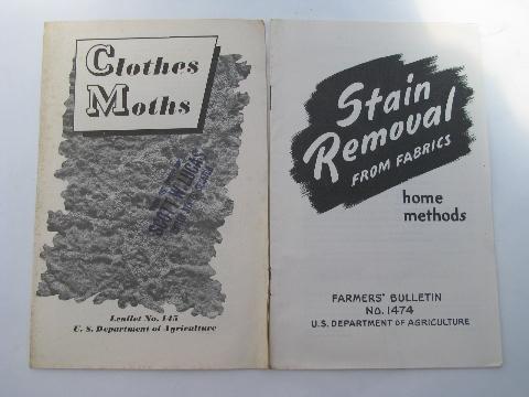 vintage Dept of Ag farmer's bulletins how-to booklets, fabric care