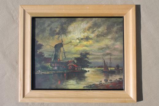 vintage Dutch scene prints, framed color litho print pictures Reliance Picture Co
