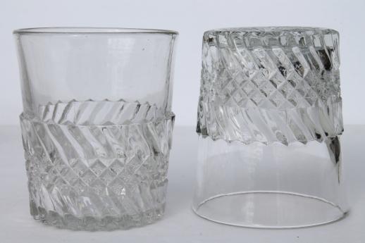 vintage EAPG Jersey Swirl pattern glass tumblers, antique drinking glasses set