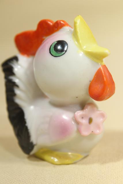 vintage Easter decorations, made in Japan hand painted china baby rooster figurines