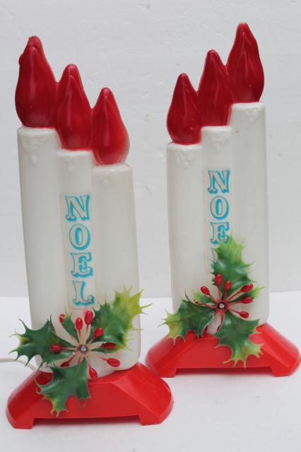 vintage Empire plastic blow mold Christmas candles, holiday window decorations