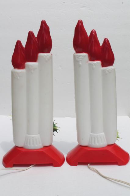 vintage Empire plastic blow mold Christmas candles, holiday window decorations