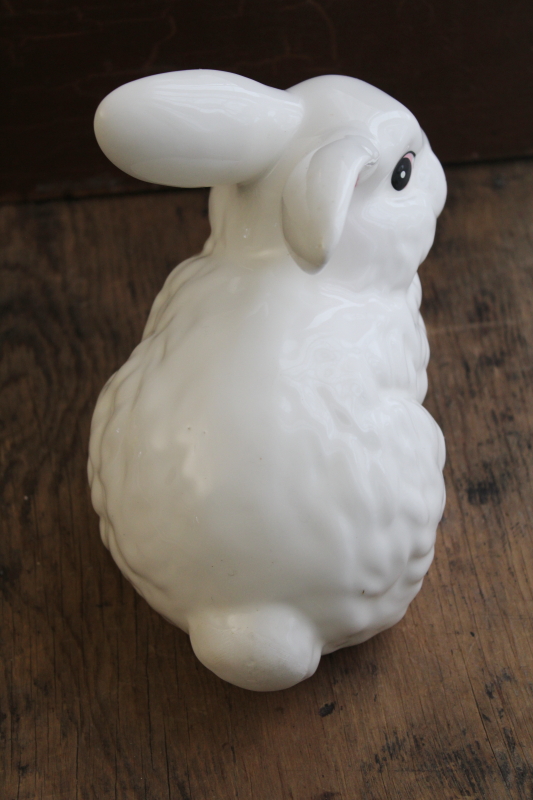 vintage Enesco Taiwan ceramic bunny, large white rabbit retro spring decor