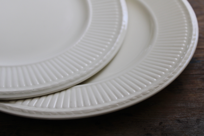 Vintage England Wedgwood Edme Dinner Plates Fluted Pattern Plain Ivory