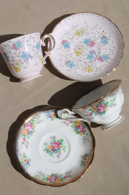 cups flowered saucers bone bone vintage teacups cups  & china china saucers, English vintage lovely