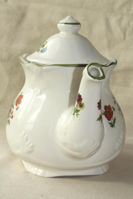vintage English china tea pot, Price Kensington floral June flowers of the month