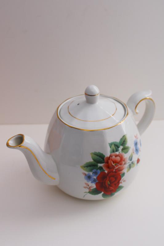 vintage English china teapot Ellgreave - Wood & Sons England, cozy cottage floral