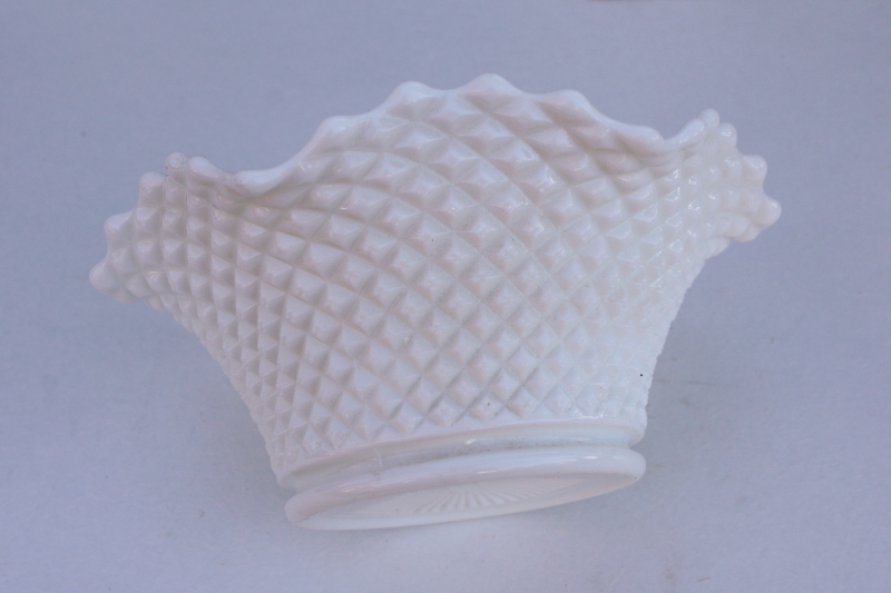 vintage English hobnail milk glass bowl or centerpiece for flowers greenery