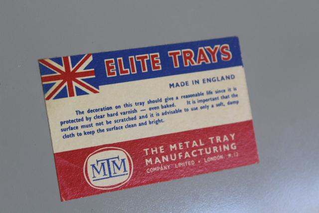 vintage English toleware tray, Victorian art reproduction tin metal tray Elite London