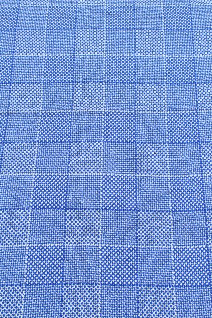 vintage Faribo blanket, blue & white checked squares woven wool bed blanket