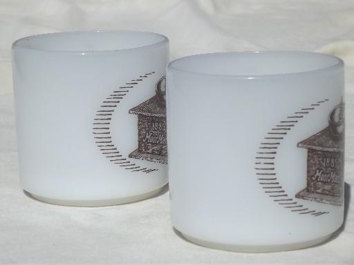 vintage Federal oven proof glass coffee mugs w/ Moorman's advetising