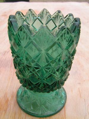 vintage Fenton teal green glass votive or toothpick holder