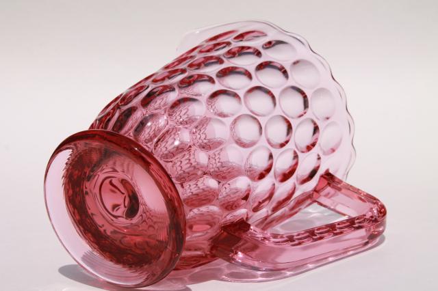 vintage Fenton thumbprint pattern glass Colonial pink lemonade pitcher