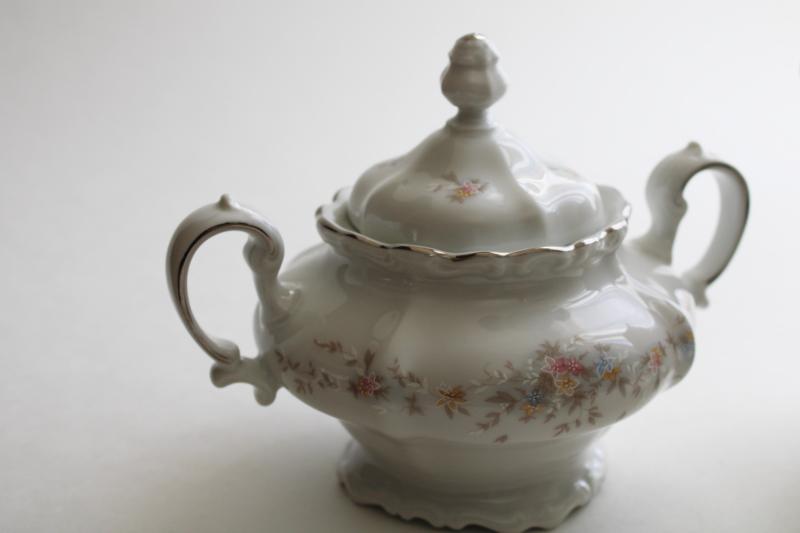 vintage Floral Splendor pattern cream and sugar set, Johann Haviland Bavaria china