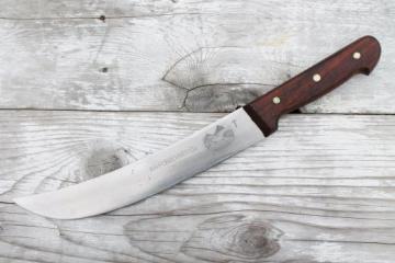 vintage Forschner Victorinox chef's knife, curved blade cheese or butcher knife kitchen carving