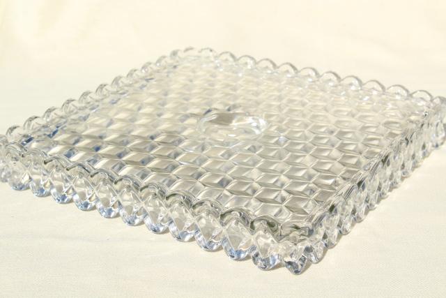 vintage Fostoria American square cube pattern cake plate plateau without stand base