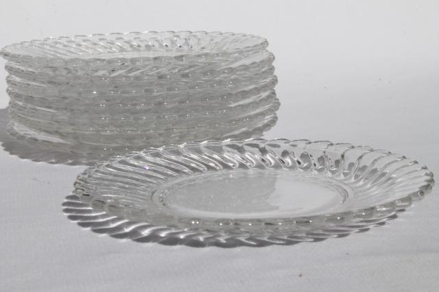 vintage Fostoria Colony glass tea party / luncheon set, plates, cups & saucers