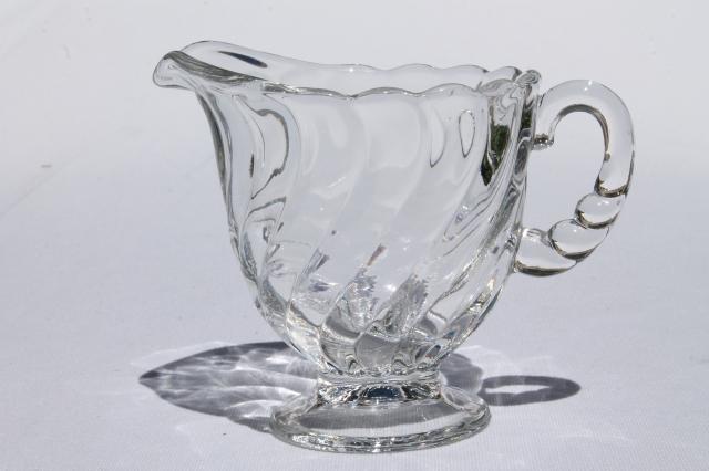 vintage Fostoria Colony pattern pressed glass, cream pitcher & sugar bowl set