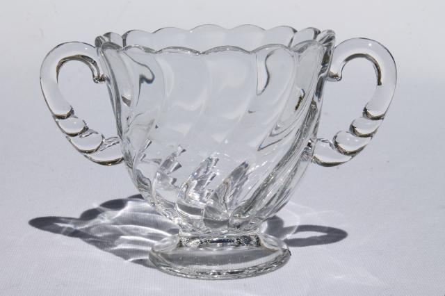 vintage Fostoria Colony pattern pressed glass, cream pitcher & sugar bowl set