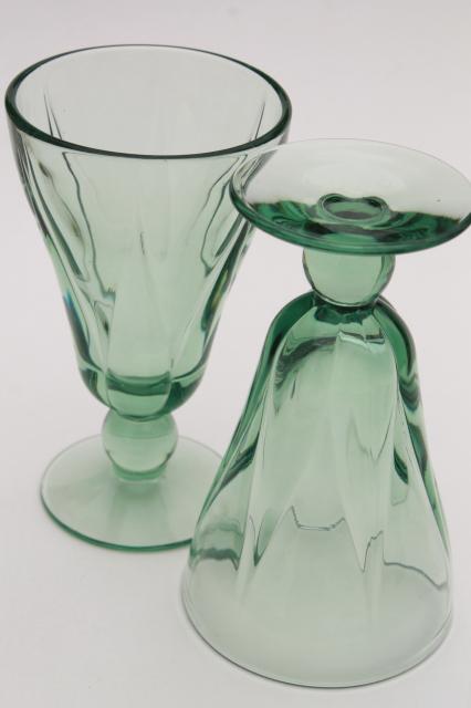 vintage Fostoria Fairmont green glass stemware, set of 6 juice glasses
