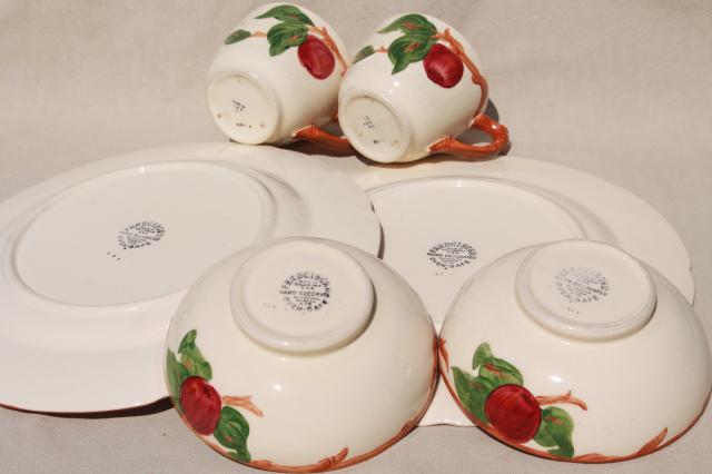 vintage Franciscan apple pottery dinnerware American made, California backstamp