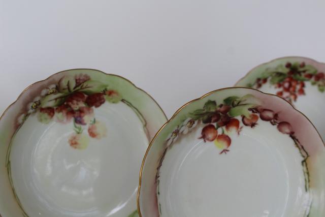 vintage French Limoges china bowls, summer - autumn fruit & berries hand painted