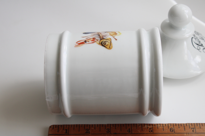 vintage French Poubelle de table, white ironstone china jar, waste can for kitchen or table food scraps