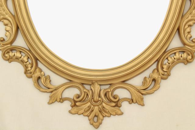 vintage French country style ornate gold rococo plastic frame mirror