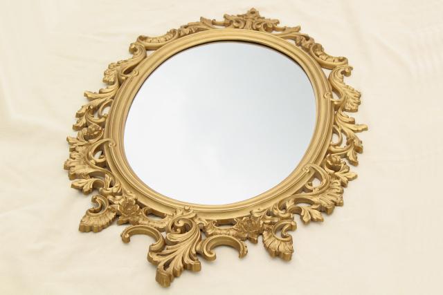 vintage French country style ornate gold rococo plastic frame mirror