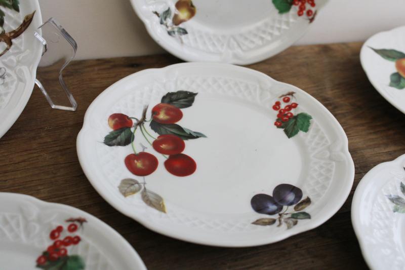 vintage French porcelain dessert fruit & cheese plates w/ different fruit designs
