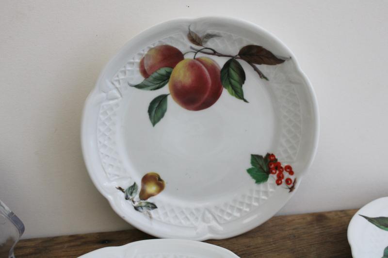 vintage French porcelain dessert fruit & cheese plates w/ different fruit designs