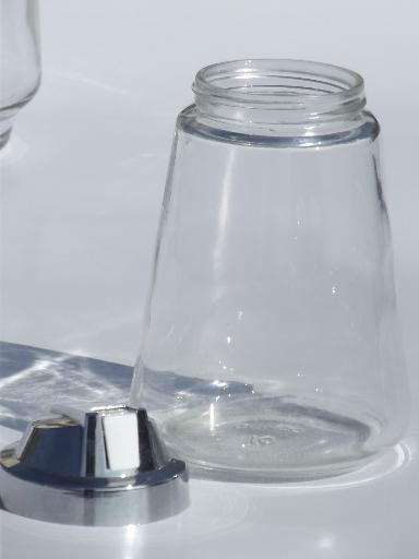 vintage Gemco hand crank grinder, chopper jar & large glass shaker