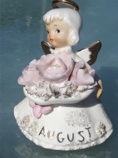 vintage Geo Z Lefton china August birthday angel peridot birthstone