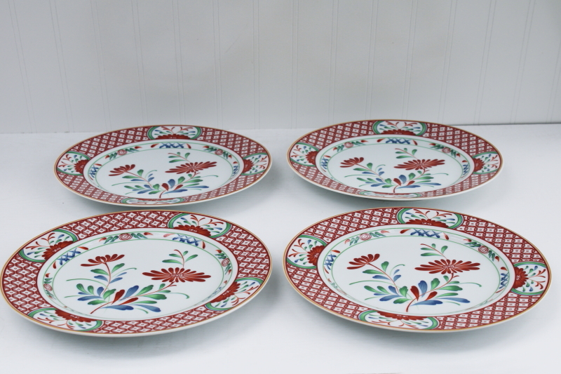 vintage Georges Briard Imari style porcelain dinner plates, Flowers of Seto china made in Japan