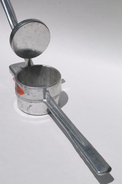 vintage German spatzle noodle dumpling press, Palmer cast aluminum specialty kitchen tool